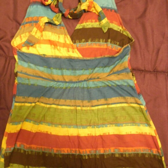 Boho multi-coloured halter neck. Small size. Made in Indonesia. - Picture 2 of 3